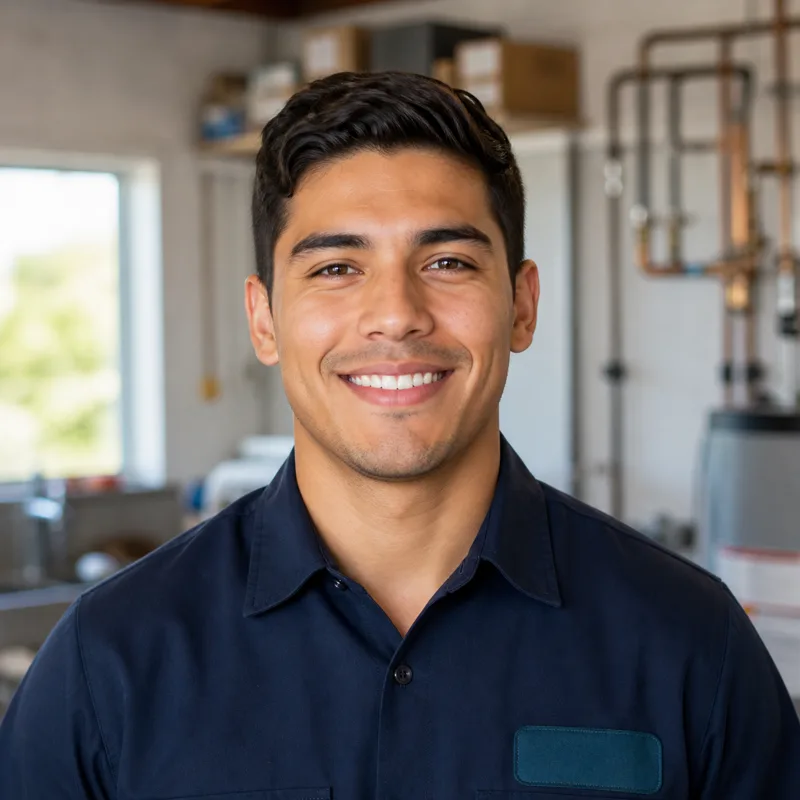Apprentice plumber with a tool bag