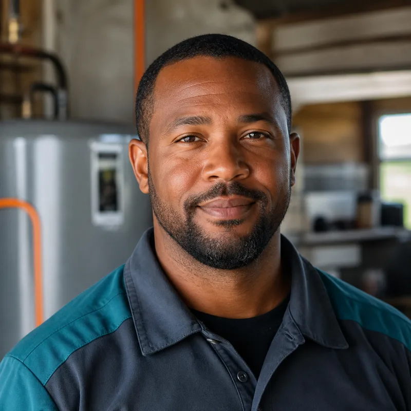 Heating engineer in workwear